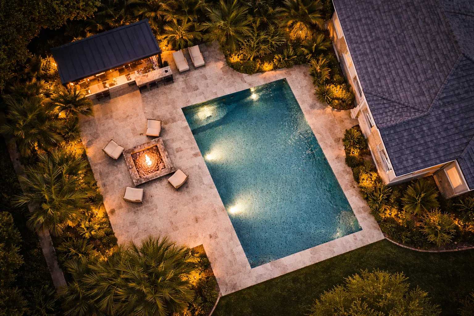 Luxury outdoor living space with pool