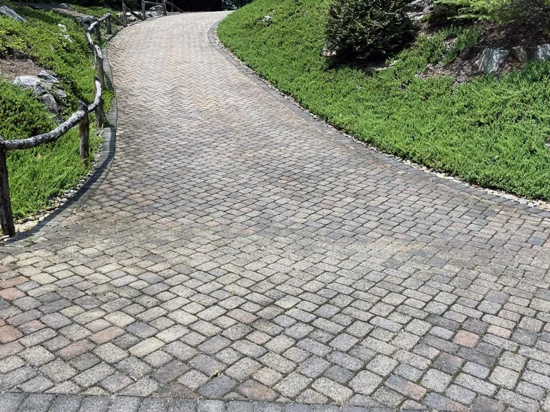 Before paver sealing - faded and weathered pavers
