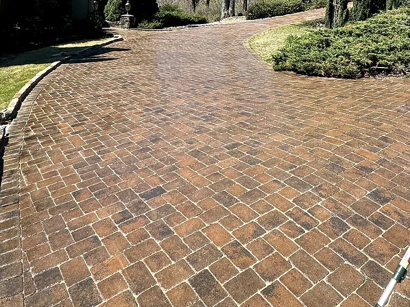 Sealed pavers showing rich color and clean finish